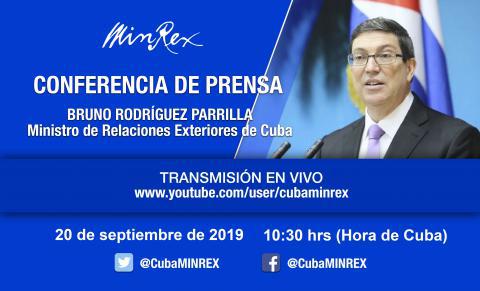 El encuentro con la prensa nacional y extranjera se realizará este viernes en el Ministerio de Relaciones Exteriores, a las 10:30 horas, y será transmitido en vivo a través del canal Youtube y de la página en Facebook de Cubaminrex.