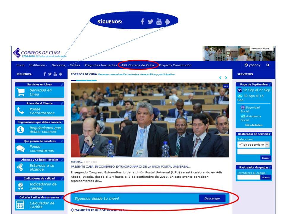 El Grupo Empresarial ha iniciado la tercera etapa del comercio electrónico con el servicio de giros nacionales, a través de su sitio web www.correos.cu y su aplicación móvil (APK) para teléfonos celulares.