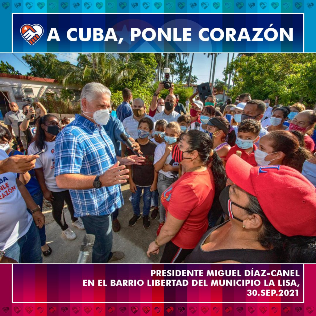 Así lo suscribió en su cuenta en twitter, donde comentó el recorrido que realizara la víspera por la comunidad Libertad, en el capitalino municipio de La Lisa.