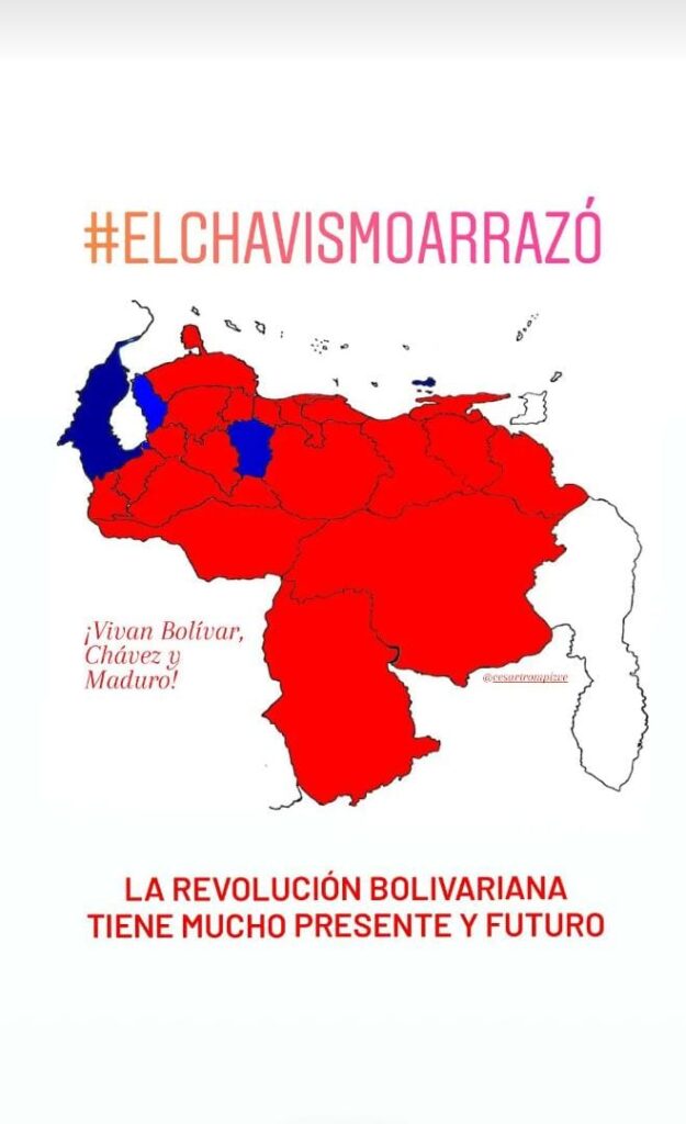 En su cuenta en Twitter, Miguel Díaz-Canel Bermúdez felicitó “al bravo pueblo venezolano y al Gran Polo Patriótico, liderado por el presidente @NicolasMaduro, por la contundente victoria en las elecciones regionales y municipales celebradas en Venezuela.”