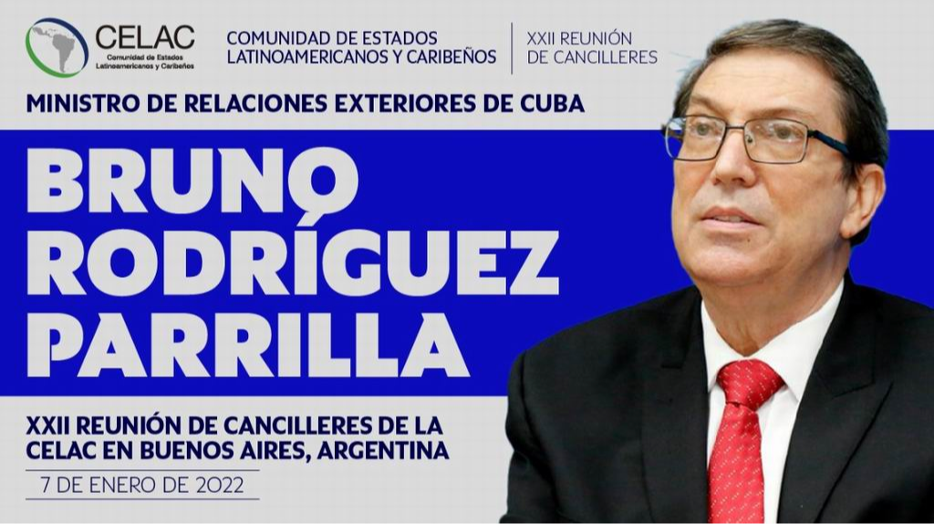 Acompañan a Rodríguez la coordinadora nacional para la Celac, Anayansi Rodríguez Camejo; el director general de Asuntos Multilateralesl, Rodolfo Benítez Verson; el director general de América Latina y el Caribe, Eugenio Martínez, entre otros.