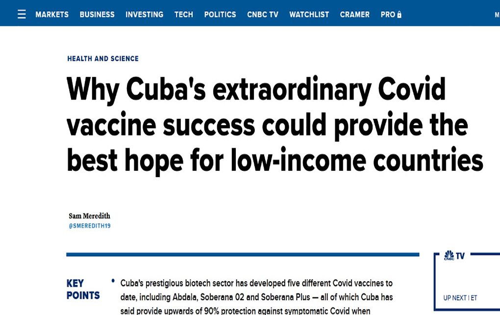 En un amplio artículo en el cual entrevistan a varios expertos internacionales, destacó que la mayor de las Antillas ha vacunado a un gran porcentaje de su población, logro que aún no alcanzan casi todas las naciones más grandes y ricas del mundo.